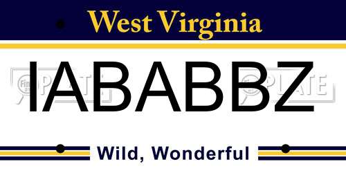 IABABBZ West Virginia License Plate