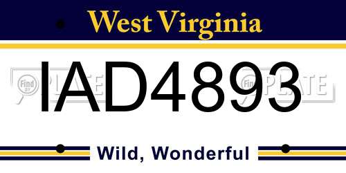 IAD4893 West Virginia License Plate