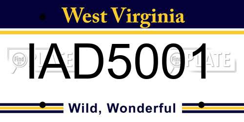 IAD5001 West Virginia License Plate
