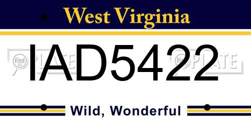 IAD5422 West Virginia License Plate