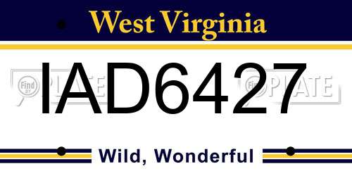 IAD6427 West Virginia License Plate