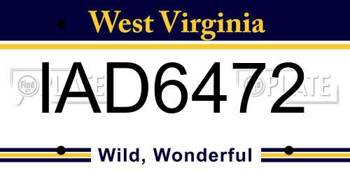 IAD6472 West Virginia License Plate