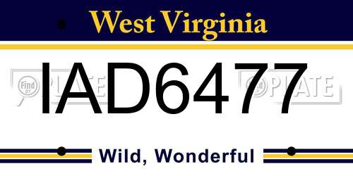 IAD6477 West Virginia License Plate