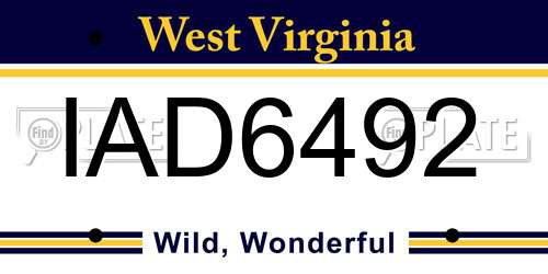 IAD6492 West Virginia License Plate