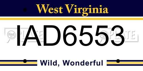IAD6553 West Virginia License Plate