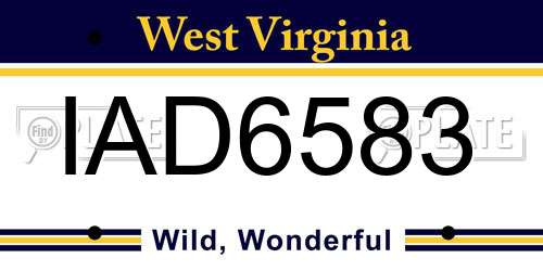 IAD6583 West Virginia License Plate