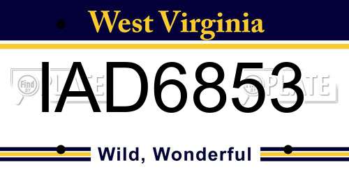 IAD6853 West Virginia License Plate