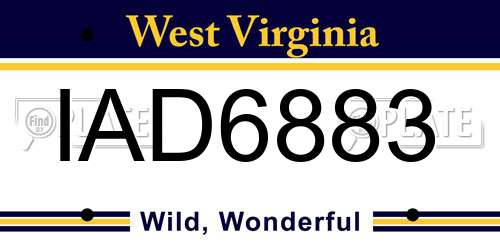 IAD6883 West Virginia License Plate