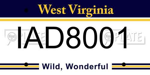 IAD8001 West Virginia License Plate