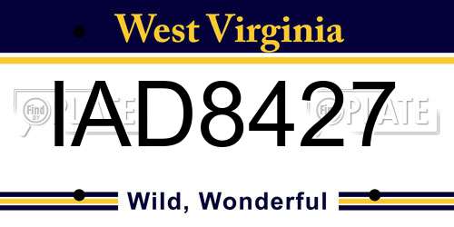 IAD8427 West Virginia License Plate