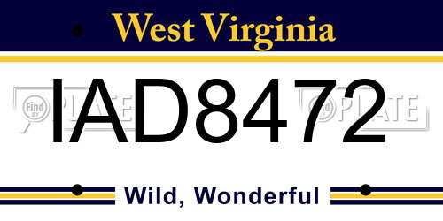 IAD8472 West Virginia License Plate