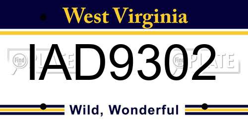 IAD9302 West Virginia License Plate