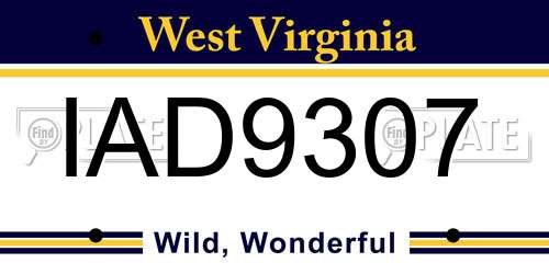 IAD9307 West Virginia License Plate