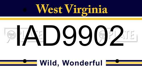 IAD9902 West Virginia License Plate