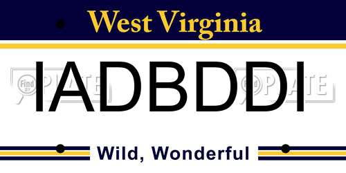 IADBDDI West Virginia License Plate