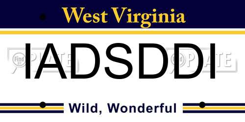 IADSDDI West Virginia License Plate