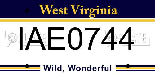 IAE0744 West Virginia License Plate