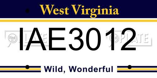 IAE3012 West Virginia License Plate