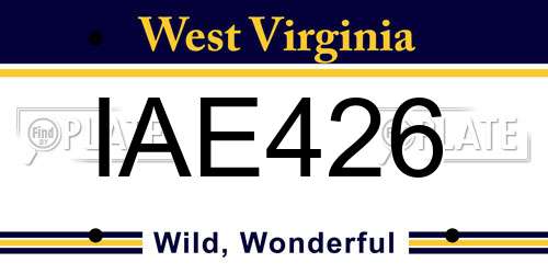 IAE426 West Virginia License Plate