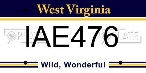 IAE476 West Virginia License Plate