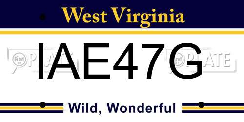 IAE47G West Virginia License Plate