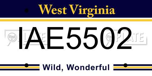 IAE5502 West Virginia License Plate