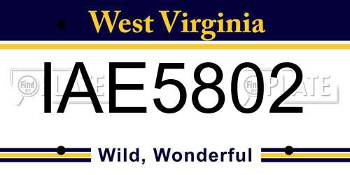 IAE5802 West Virginia License Plate