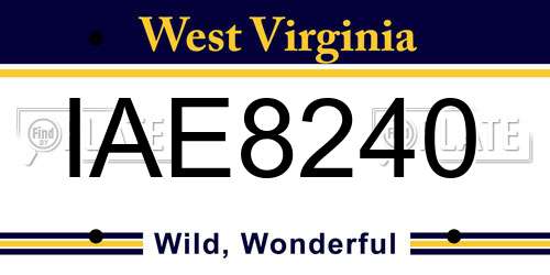IAE8240 West Virginia License Plate