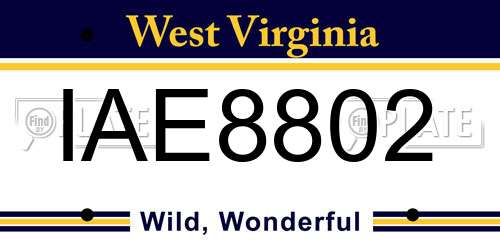 IAE8802 West Virginia License Plate