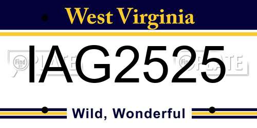 IAG2525 West Virginia License Plate