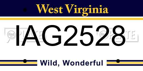 IAG2528 West Virginia License Plate