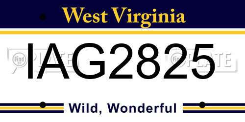 IAG2825 West Virginia License Plate