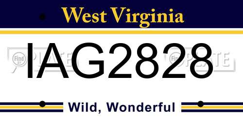 IAG2828 West Virginia License Plate