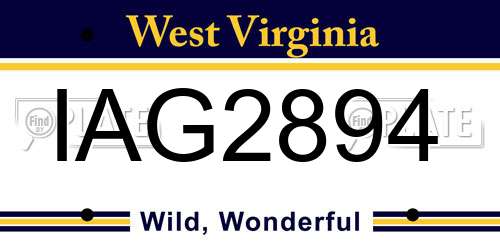 IAG2894 West Virginia License Plate