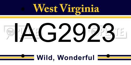 IAG2923 West Virginia License Plate