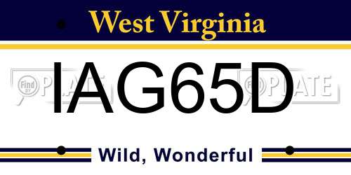 IAG65D West Virginia License Plate