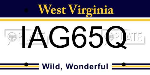IAG65Q West Virginia License Plate