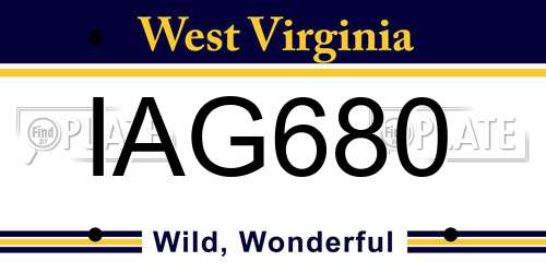 IAG680 West Virginia License Plate