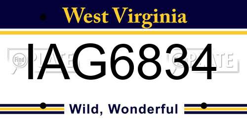 IAG6834 West Virginia License Plate