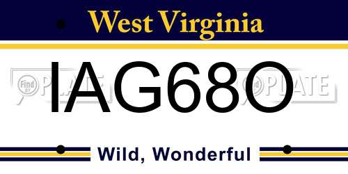 IAG68O West Virginia License Plate