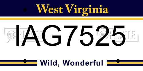 IAG7525 West Virginia License Plate