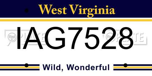 IAG7528 West Virginia License Plate