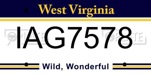 IAG7578 West Virginia License Plate
