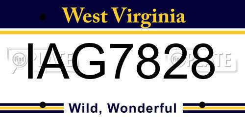 IAG7828 West Virginia License Plate
