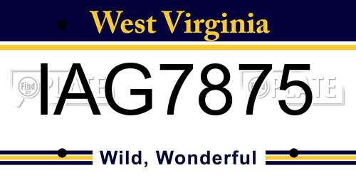 IAG7875 West Virginia License Plate