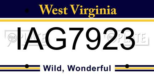 IAG7923 West Virginia License Plate