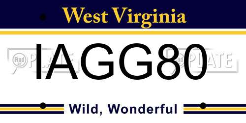 IAGG80 West Virginia License Plate