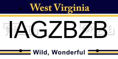 IAGZBZB West Virginia License Plate