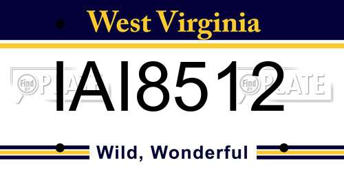 IAI8512 West Virginia License Plate