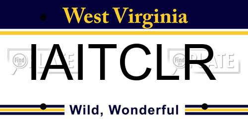 IAITCLR West Virginia License Plate